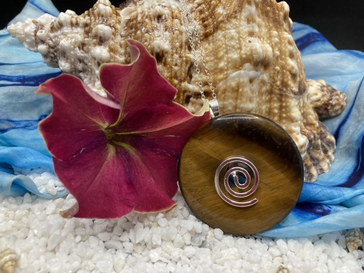 Tigerauge Donut mit Spiral Spange L