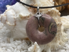 Rhodonit Donut mit 925er Silberspange