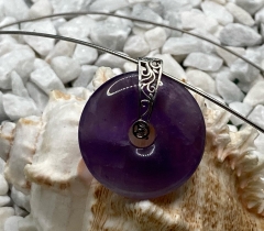 Amethyst Donut mit Silberspange und Silberhalsreif S925