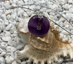 Amethyst Donut mit Silberspange und Silberhalsreif S925