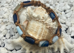 Achat Armband Makramee, Baumwolle braun, handgefertigt