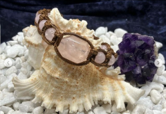 Rosenquarz Makramee-Armband