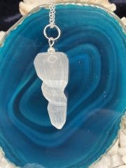 Selenit Pendel mit Silber Kettchen