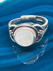 Mondstein Silberring Celtic Flower